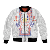Philippines Barong Style Bomber Jacket Polynesian Kakau Art Tattoos with Tribal Filipino Sun