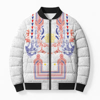 Philippines Barong Style Bomber Puffer Jacket Polynesian Kakau Art Tattoos with Tribal Filipino Sun