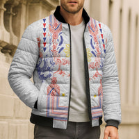 Philippines Barong Style Bomber Puffer Jacket Polynesian Kakau Art Tattoos with Tribal Filipino Sun