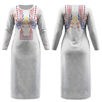 Philippines Barong Style Couples Matching Long Sleeve Bodycon Dress and Hawaiian Shirt Polynesian Kakau Art Tattoos with Tribal Filipino Sun LT03 - Polynesian Pride