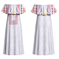 Philippines Barong Style Couples Matching Off Shoulder Maxi Dress and Hawaiian Shirt Polynesian Kakau Art Tattoos with Tribal Filipino Sun LT03 - Polynesian Pride