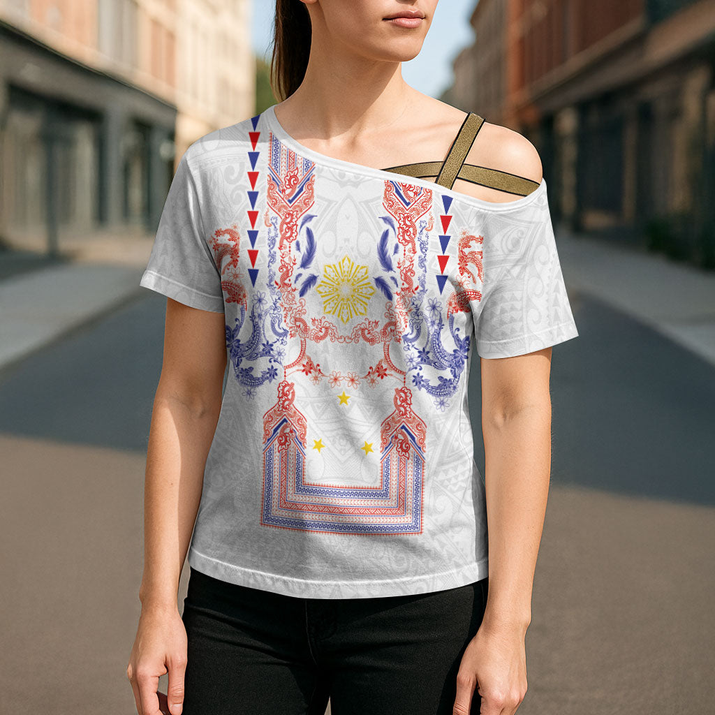 Philippines Barong Style Cross Shoulder Shirt Polynesian Kakau Art Tattoos with Tribal Filipino Sun