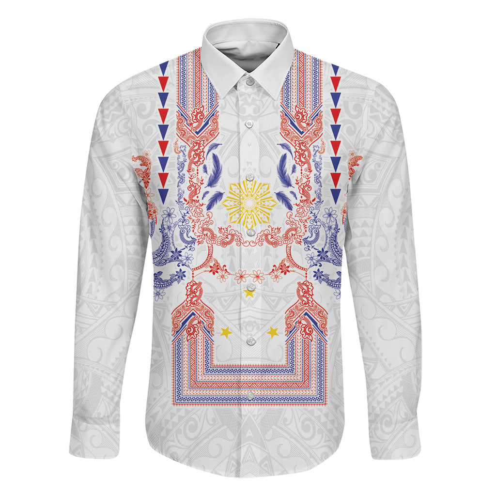 Philippines Barong Style Family Matching Mermaid Dress and Hawaiian Shirt Polynesian Kakau Art Tattoos with Tribal Filipino Sun