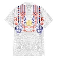 Philippines Barong Style Family Matching Off The Shoulder Long Sleeve Dress and Hawaiian Shirt Polynesian Kakau Art Tattoos with Tribal Filipino Sun