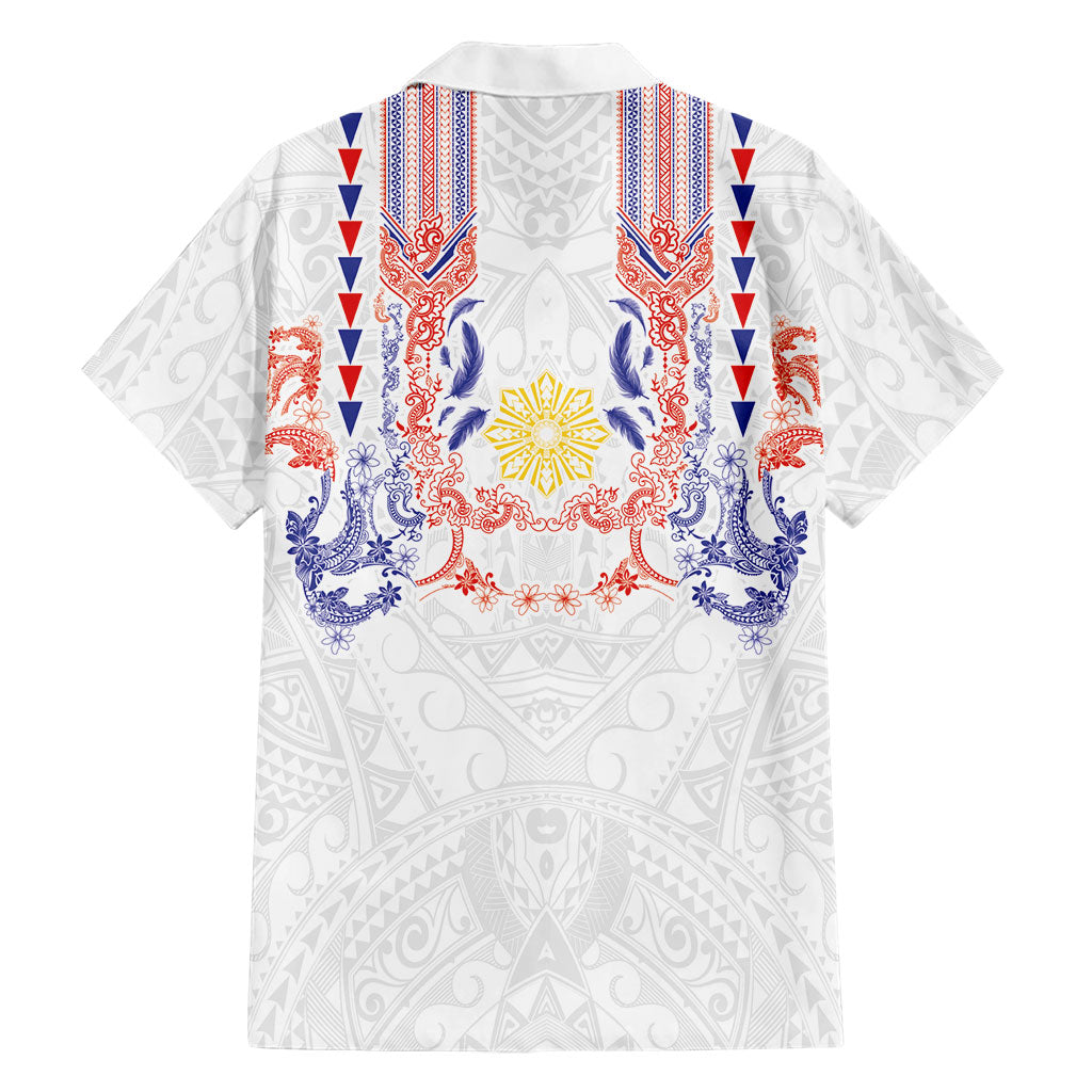 Philippines Barong Style Family Matching Puletasi and Hawaiian Shirt Polynesian Kakau Art Tattoos with Tribal Filipino Sun
