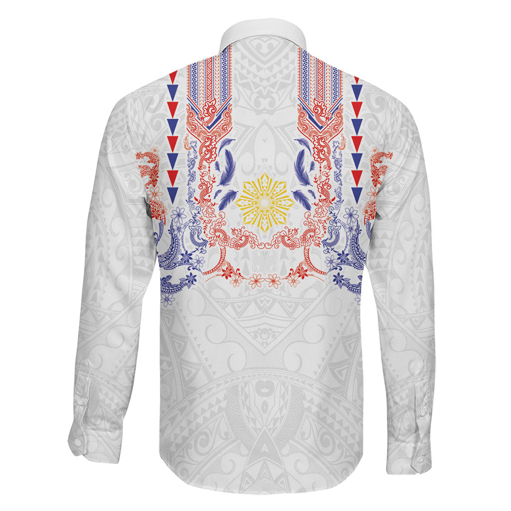 Philippines Barong Style Family Matching Puletasi and Hawaiian Shirt Polynesian Kakau Art Tattoos with Tribal Filipino Sun