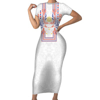 Philippines Barong Style Family Matching Short Sleeve Bodycon Dress and Hawaiian Shirt Polynesian Kakau Art Tattoos with Tribal Filipino Sun