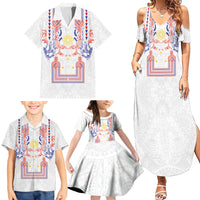 Philippines Barong Style Family Matching Summer Maxi Dress and Hawaiian Shirt Polynesian Kakau Art Tattoos with Tribal Filipino Sun