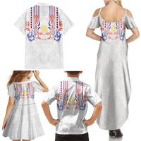 Philippines Barong Style Family Matching Summer Maxi Dress and Hawaiian Shirt Polynesian Kakau Art Tattoos with Tribal Filipino Sun