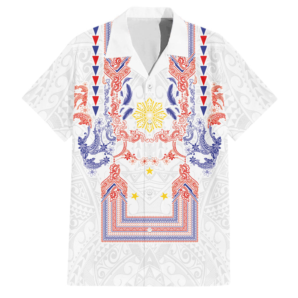 Philippines Barong Style Family Matching Tank Maxi Dress and Hawaiian Shirt Polynesian Kakau Art Tattoos with Tribal Filipino Sun