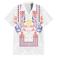 Philippines Barong Style Hawaiian Shirt Polynesian Kakau Art Tattoos with Tribal Filipino Sun