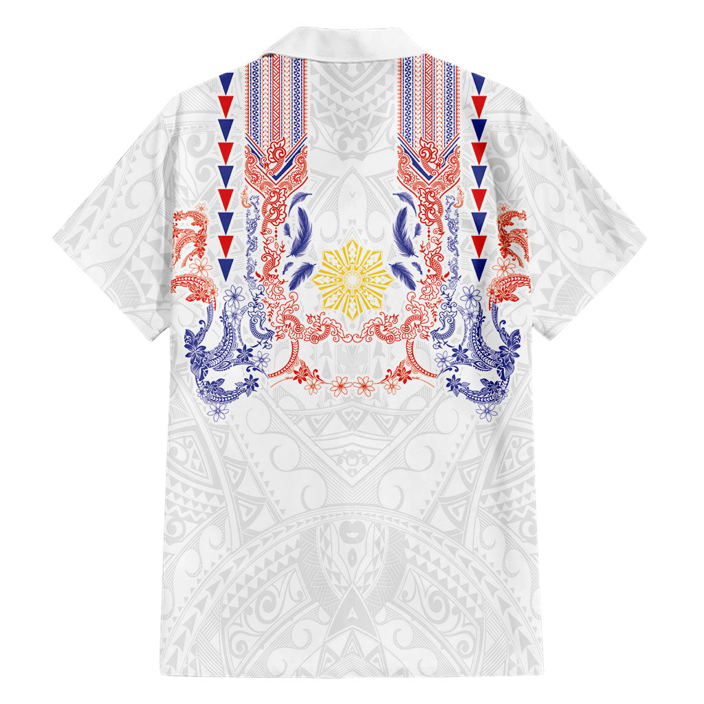 Philippines Barong Style Hawaiian Shirt Polynesian Kakau Art Tattoos with Tribal Filipino Sun