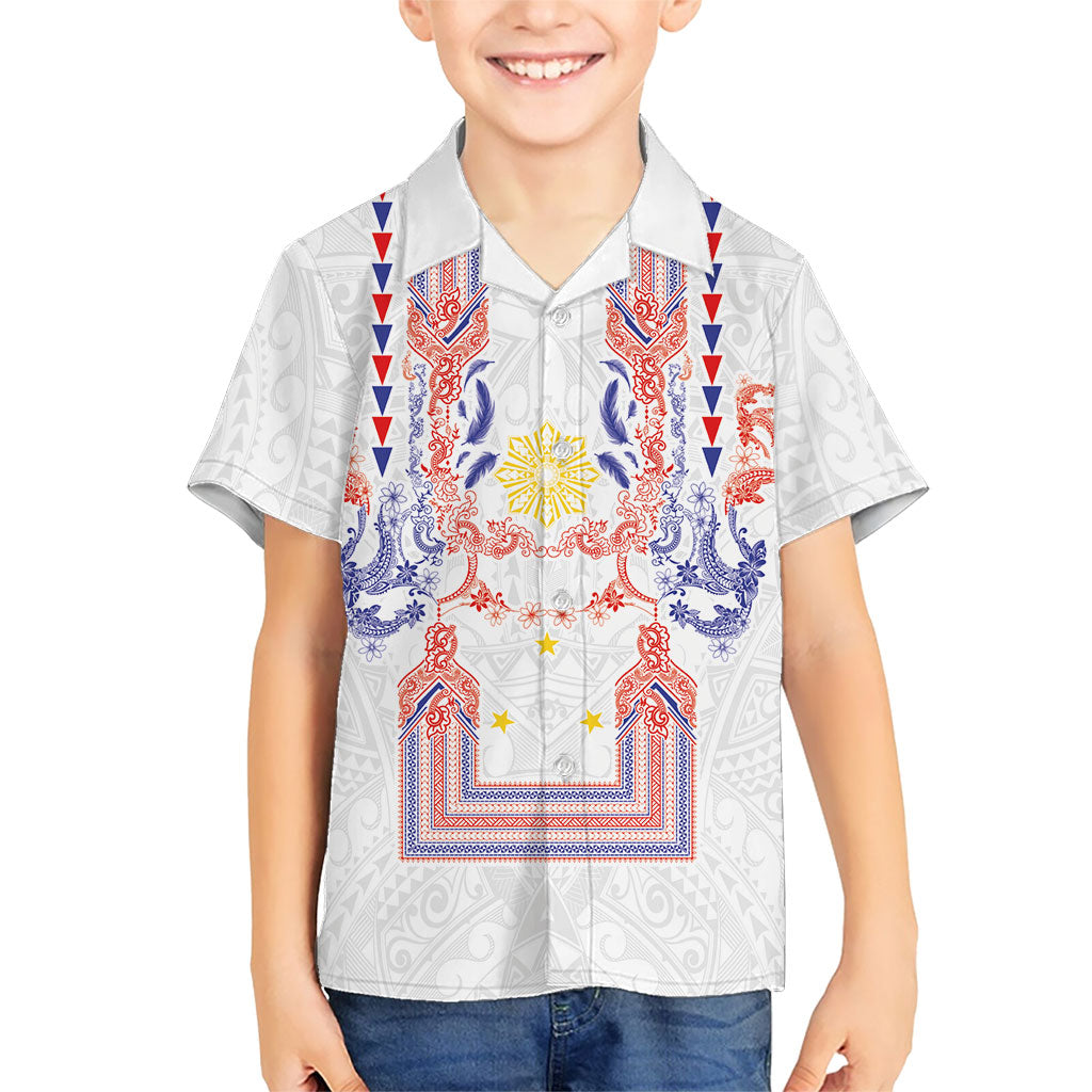 Philippines Barong Style Hawaiian Shirt Polynesian Kakau Art Tattoos with Tribal Filipino Sun