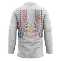 Philippines Barong Style Hockey Jersey Polynesian Kakau Art Tattoos with Tribal Filipino Sun