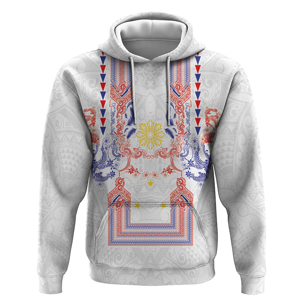 Philippines Barong Style Hoodie Polynesian Kakau Art Tattoos with Tribal Filipino Sun