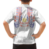 Philippines Barong Style Kid Hawaiian Shirt Polynesian Kakau Art Tattoos with Tribal Filipino Sun