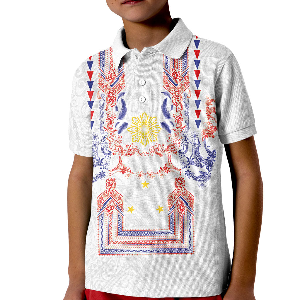 Philippines Barong Style Kid Polo Shirt Polynesian Kakau Art Tattoos with Tribal Filipino Sun