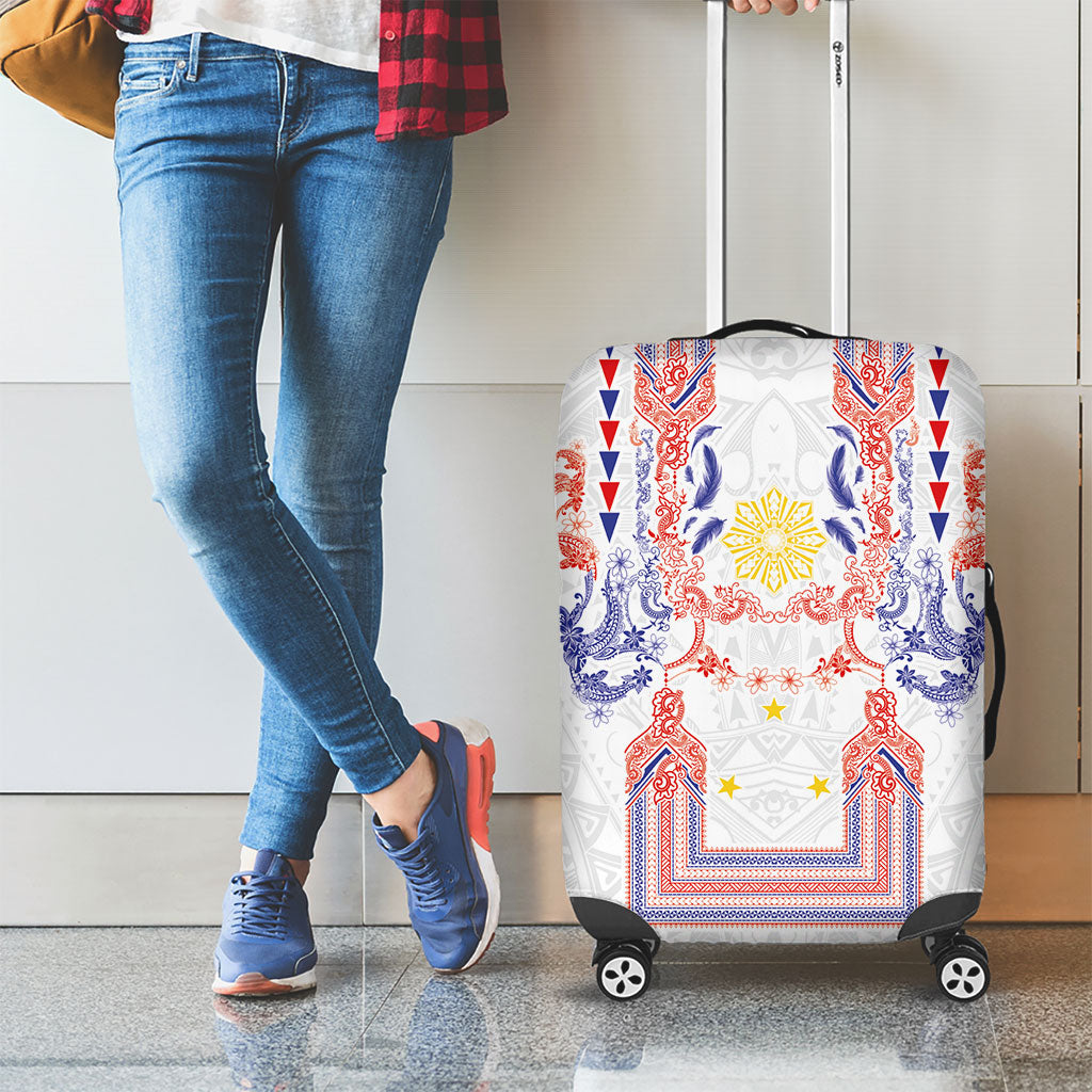 Philippines Barong Style Luggage Cover Polynesian Kakau Art Tattoos with Tribal Filipino Sun