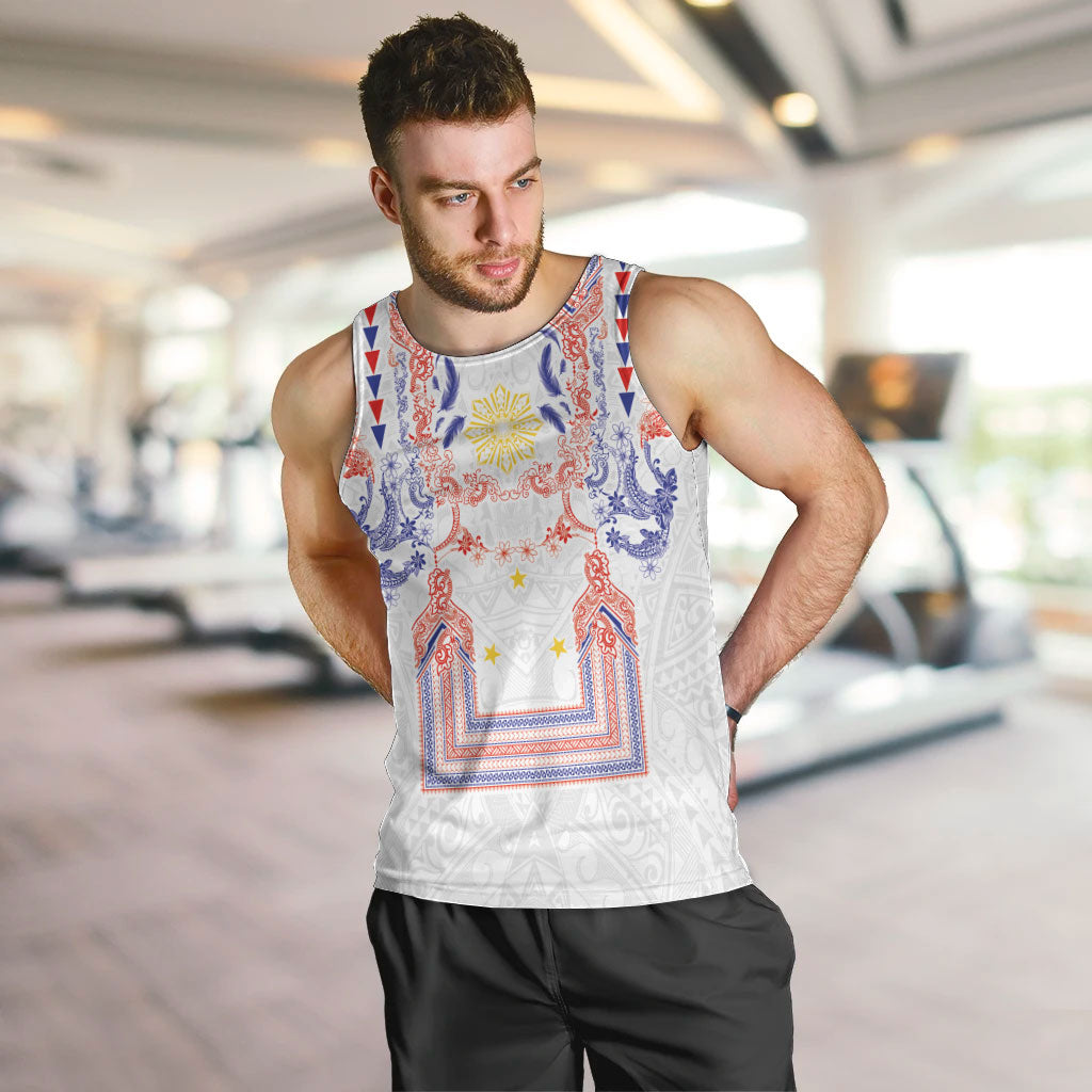 Philippines Barong Style Men Tank Top Polynesian Kakau Art Tattoos with Tribal Filipino Sun