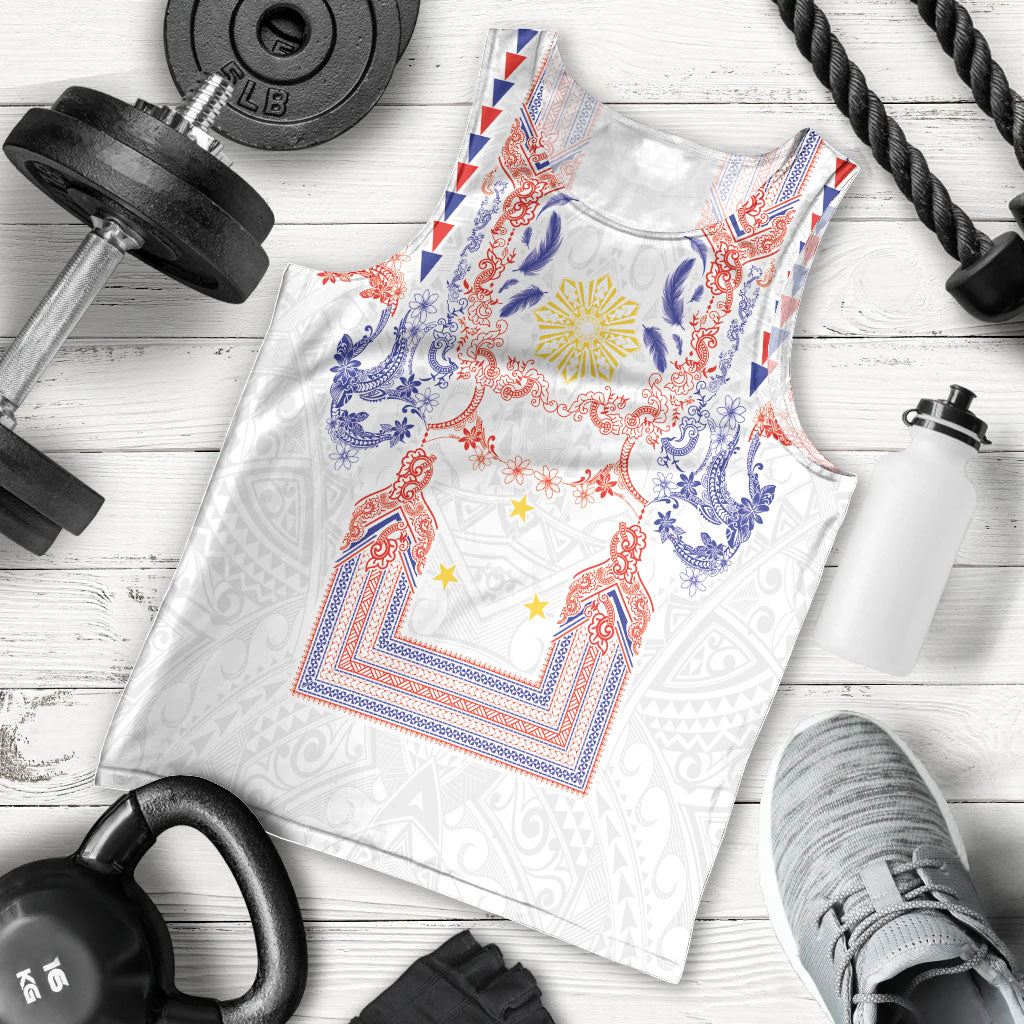 Philippines Barong Style Men Tank Top Polynesian Kakau Art Tattoos with Tribal Filipino Sun