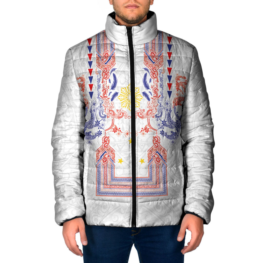 Philippines Barong Style Padded Jacket Polynesian Kakau Art Tattoos with Tribal Filipino Sun