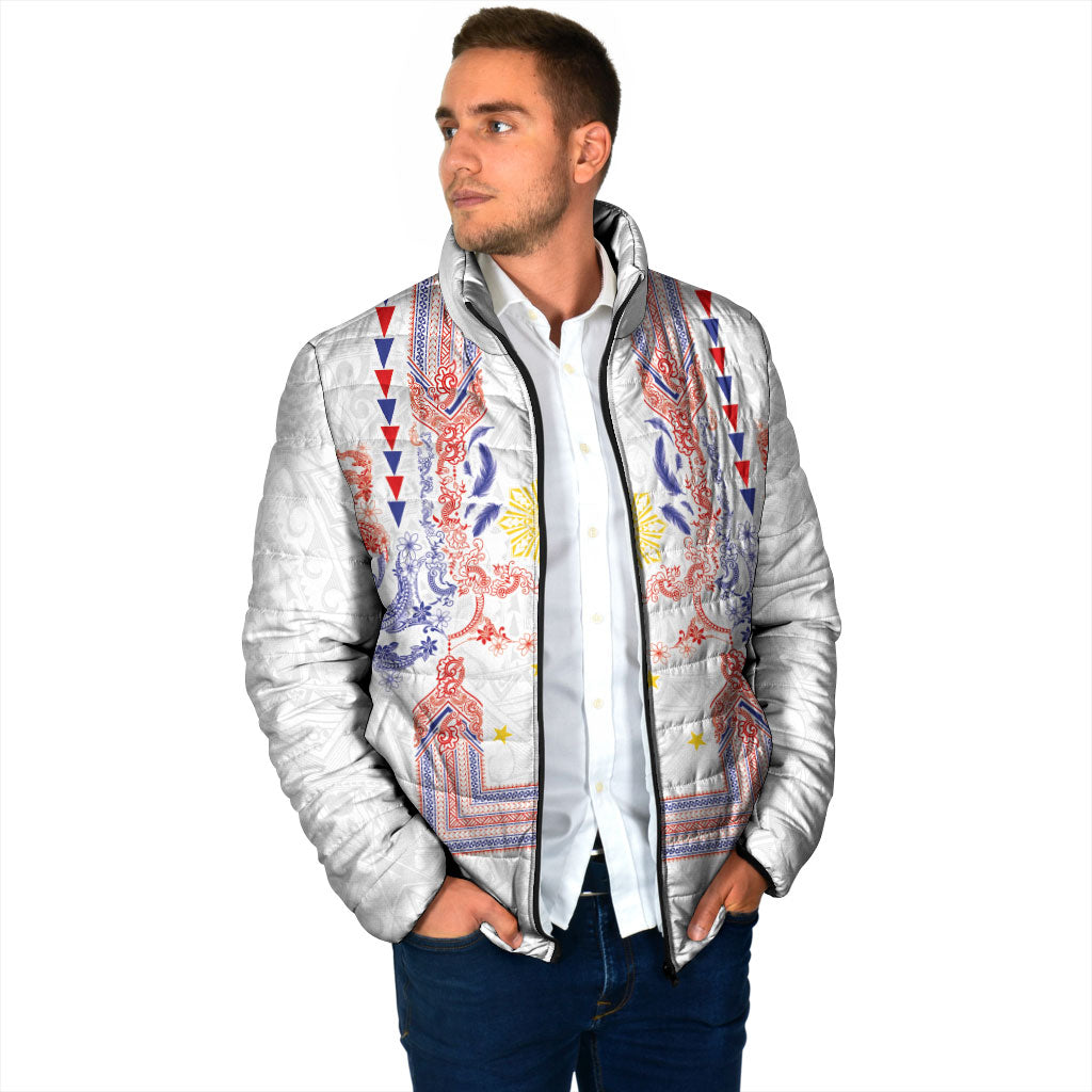 Philippines Barong Style Padded Jacket Polynesian Kakau Art Tattoos with Tribal Filipino Sun