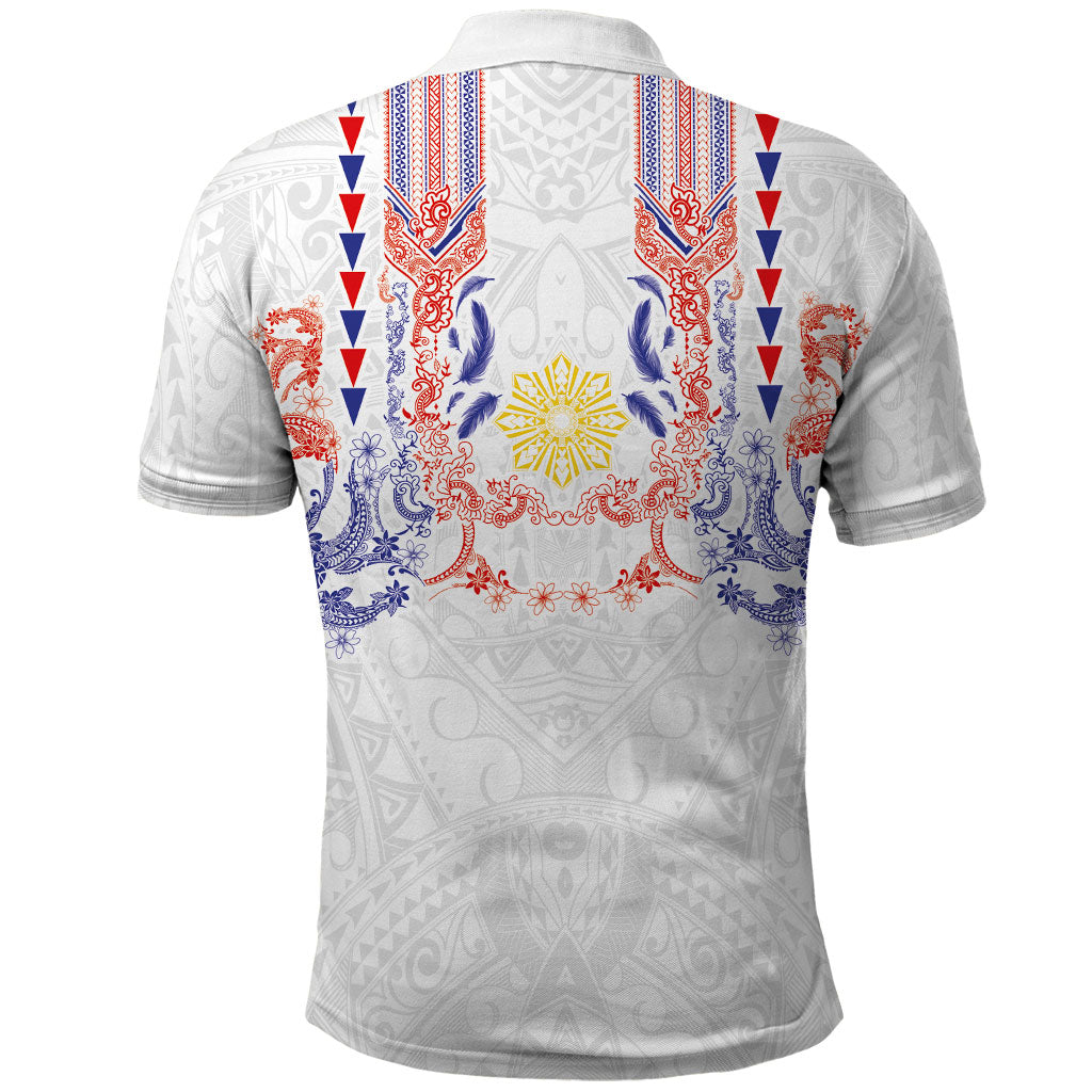 Philippines Barong Style Polo Shirt Polynesian Kakau Art Tattoos with Tribal Filipino Sun