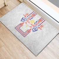 Philippines Barong Style Rubber Doormat Polynesian Kakau Art Tattoos with Tribal Filipino Sun