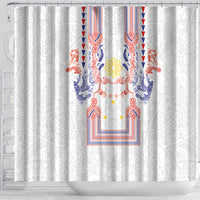 Philippines Barong Style Shower Curtain Polynesian Kakau Art Tattoos with Tribal Filipino Sun