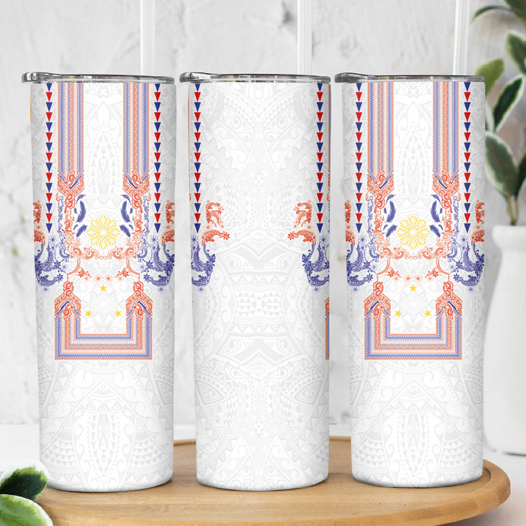 Philippines Barong Style Skinny Tumbler Polynesian Kakau Art Tattoos with Tribal Filipino Sun