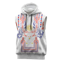 Philippines Barong Style Sleeveless Hoodie Polynesian Kakau Art Tattoos with Tribal Filipino Sun