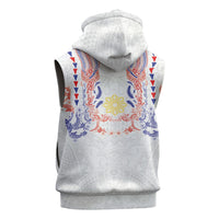 Philippines Barong Style Sleeveless Hoodie Polynesian Kakau Art Tattoos with Tribal Filipino Sun