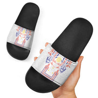 Philippines Barong Style Slide Sandals Polynesian Kakau Art Tattoos with Tribal Filipino Sun