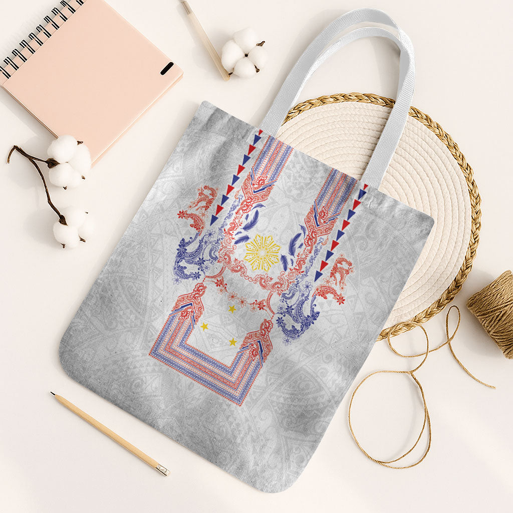 Philippines Barong Style Tote Bag Polynesian Kakau Art Tattoos with Tribal Filipino Sun