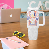 Philippines Barong Style Tumbler With Handle Polynesian Kakau Art Tattoos with Tribal Filipino Sun