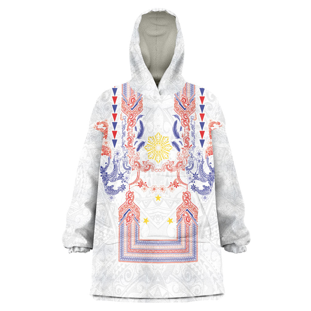 Philippines Barong Style Wearable Blanket Hoodie Polynesian Kakau Art Tattoos with Tribal Filipino Sun