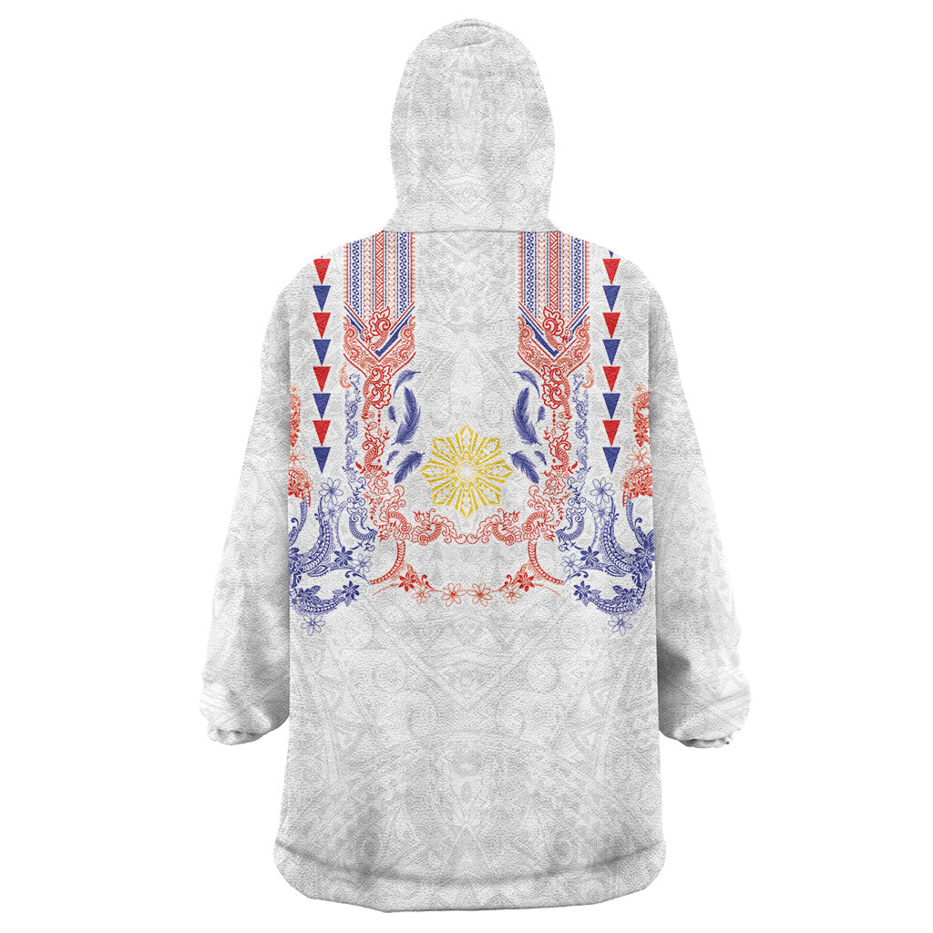 Philippines Barong Style Wearable Blanket Hoodie Polynesian Kakau Art Tattoos with Tribal Filipino Sun