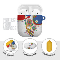 Philippines MassKara Festival AirPods Case Smile Masks with Hawaiian Art Pattern and Tropical Plants
