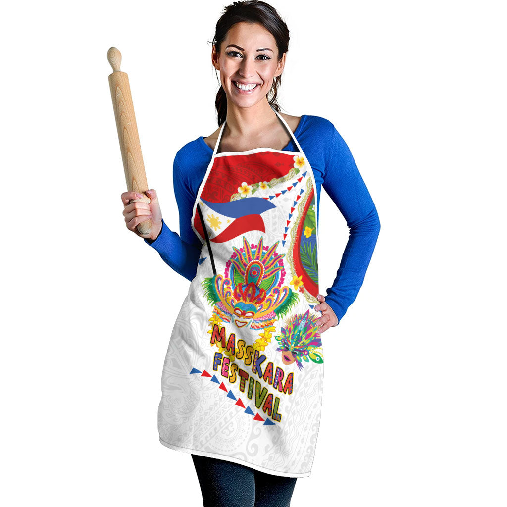 Philippines MassKara Festival Apron Smile Masks with Hawaiian Art Pattern and Tropical Plants