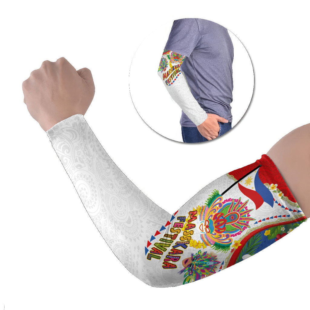 Philippines MassKara Festival Arm Sleeves Smile Masks with Hawaiian Art Pattern and Tropical Plants LT03 Set of 2 Multicolor - Polynesian Pride