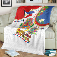 Philippines MassKara Festival Blanket Smile Masks with Hawaiian Art Pattern and Tropical Plants