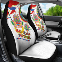 Philippines MassKara Festival Car Seat Cover Smile Masks with Hawaiian Art Pattern and Tropical Plants
