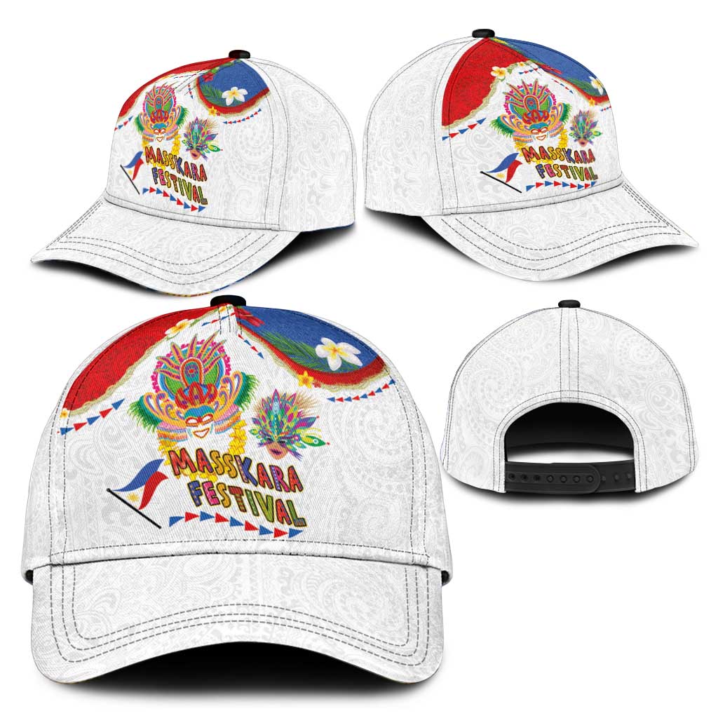 Philippines MassKara Festival Classic Cap Smile Masks with Hawaiian Art Pattern and Tropical Plants