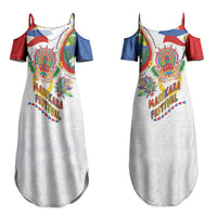 Philippines MassKara Festival Couples Matching Summer Maxi Dress and Long Sleeve Button Shirt Smile Masks with Hawaiian Art Pattern and Tropical Plants LT03 - Polynesian Pride