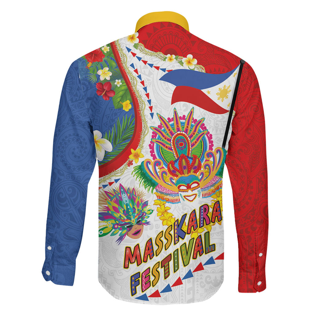 Philippines MassKara Festival Family Matching Puletasi and Hawaiian Shirt Smile Masks with Hawaiian Art Pattern and Tropical Plants