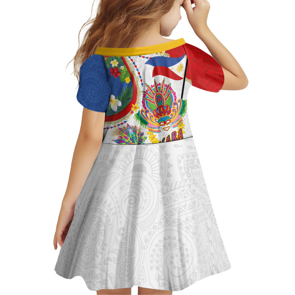 Philippines MassKara Festival Family Matching Tank Maxi Dress and Hawaiian Shirt Smile Masks with Hawaiian Art Pattern and Tropical Plants