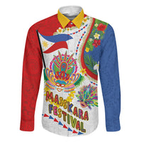 Philippines MassKara Festival Family Matching Tank Maxi Dress and Hawaiian Shirt Smile Masks with Hawaiian Art Pattern and Tropical Plants