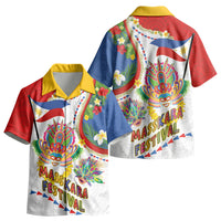 Philippines MassKara Festival Kid Hawaiian Shirt Smile Masks with Hawaiian Art Pattern and Tropical Plants LT03 - Polynesian Pride