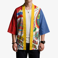 Philippines MassKara Festival Kimono Smile Masks with Hawaiian Art Pattern and Tropical Plants
