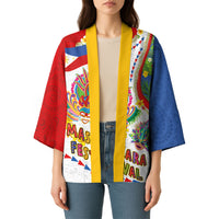Philippines MassKara Festival Kimono Smile Masks with Hawaiian Art Pattern and Tropical Plants